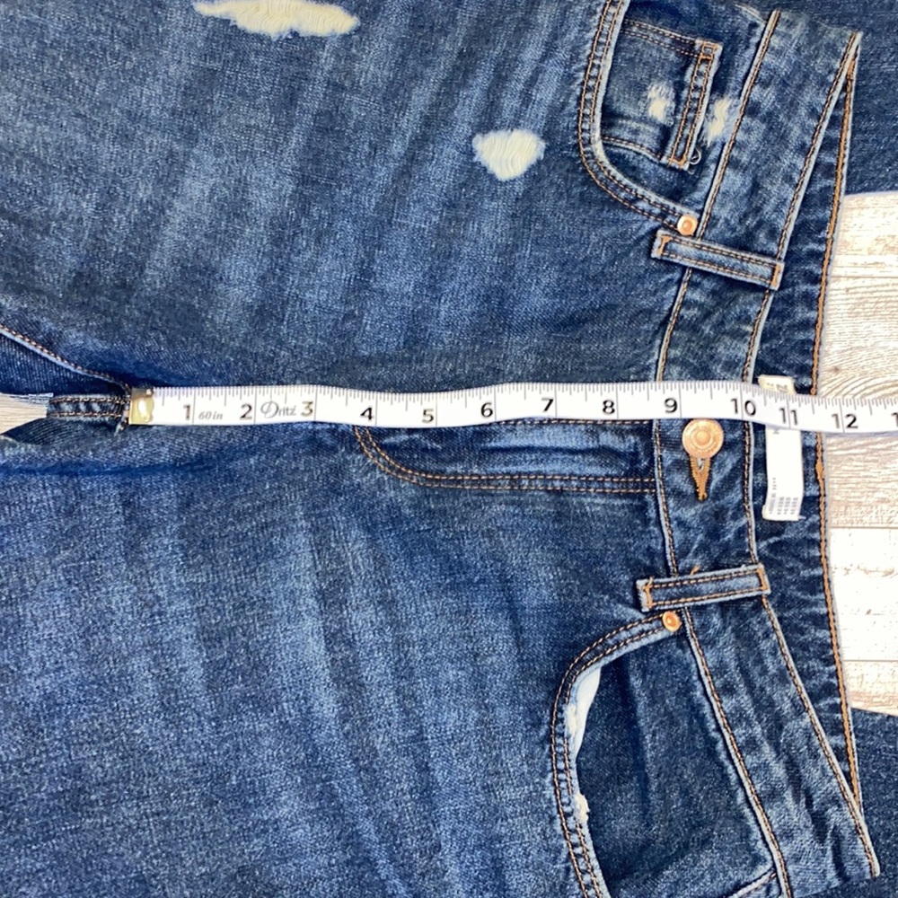 Zara Z1975 Denim Distressed Ripped Raw Hem Boyfriend Jeans Size 4 - Picture 7 of 13